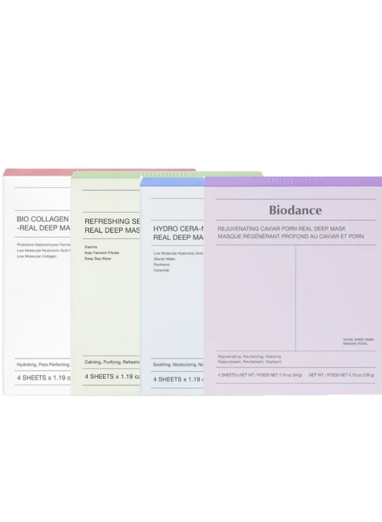 Biodance Real Deep Mask Set – Hydro Cera-nol, Caviar PDRN, Bio-Collagen & Sea Kelp Masks for Hydration, Firming & Glow - Image 1